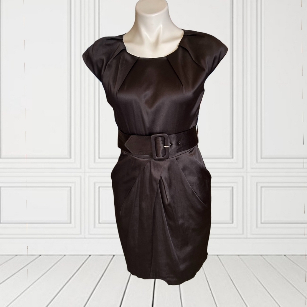 Pompous Girly Satin Belted Dresses